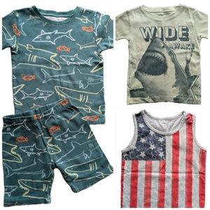 3 pcs Carter's Boys Clothing Set Tank Top T-Shirt Pajama Set